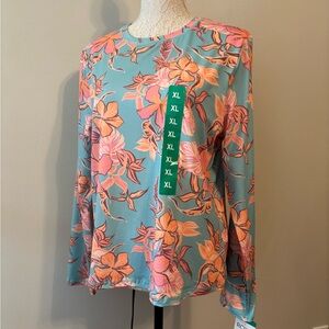 Floral Long Sleeve Top - Blue and Pink